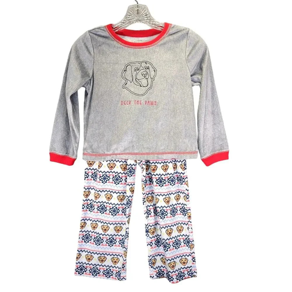 Dog Pajamas Sunday Brunch Christmas Holiday Soft Red, Gray, white Size 5/6